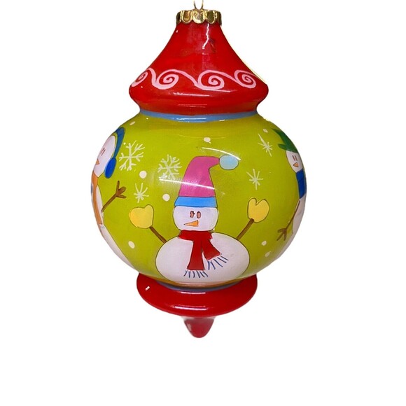 Pier 1 LI BIEN SNOWMAN Ornament Painted Glass Christmas Merry Bright 2008 w/ Box - Picture 3 of 12